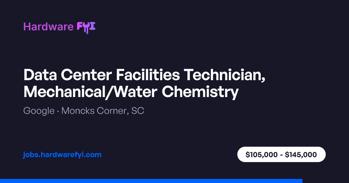 Data Center Facilities Technician, Mechanical/Water Chemistry at Google ...