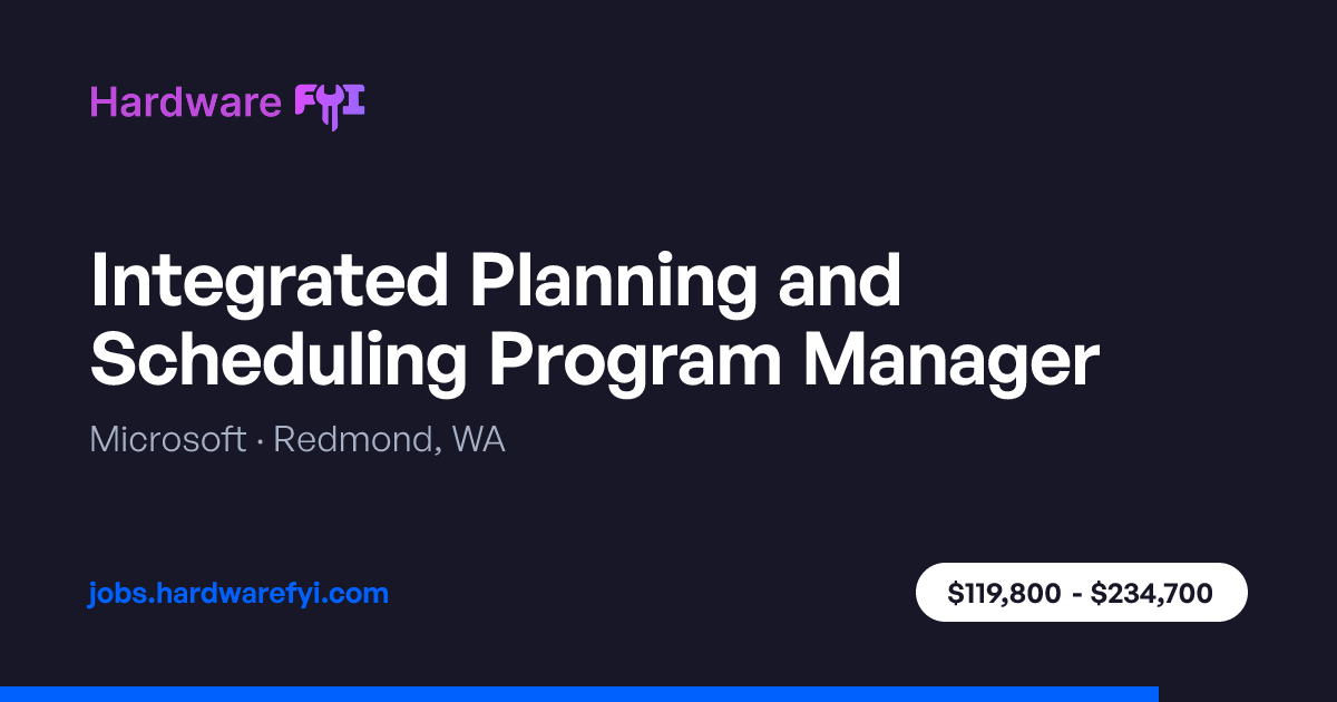 Integrated Planning and Scheduling Program Manager at Microsoft ...