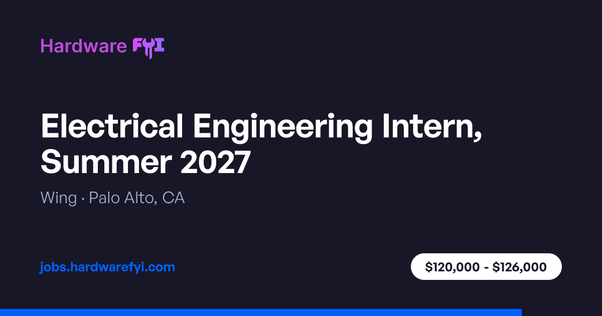 Electrical Engineering Intern, Summer 2027 at Wing — Palo Alto, CA ...