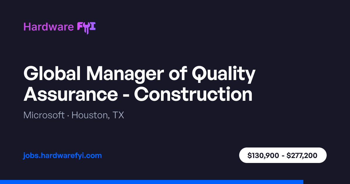 Global Manager of Quality Assurance - Construction at Microsoft ...