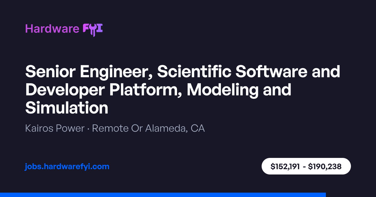 Senior Engineer, Scientific Software and Developer Platform, Modeling ...