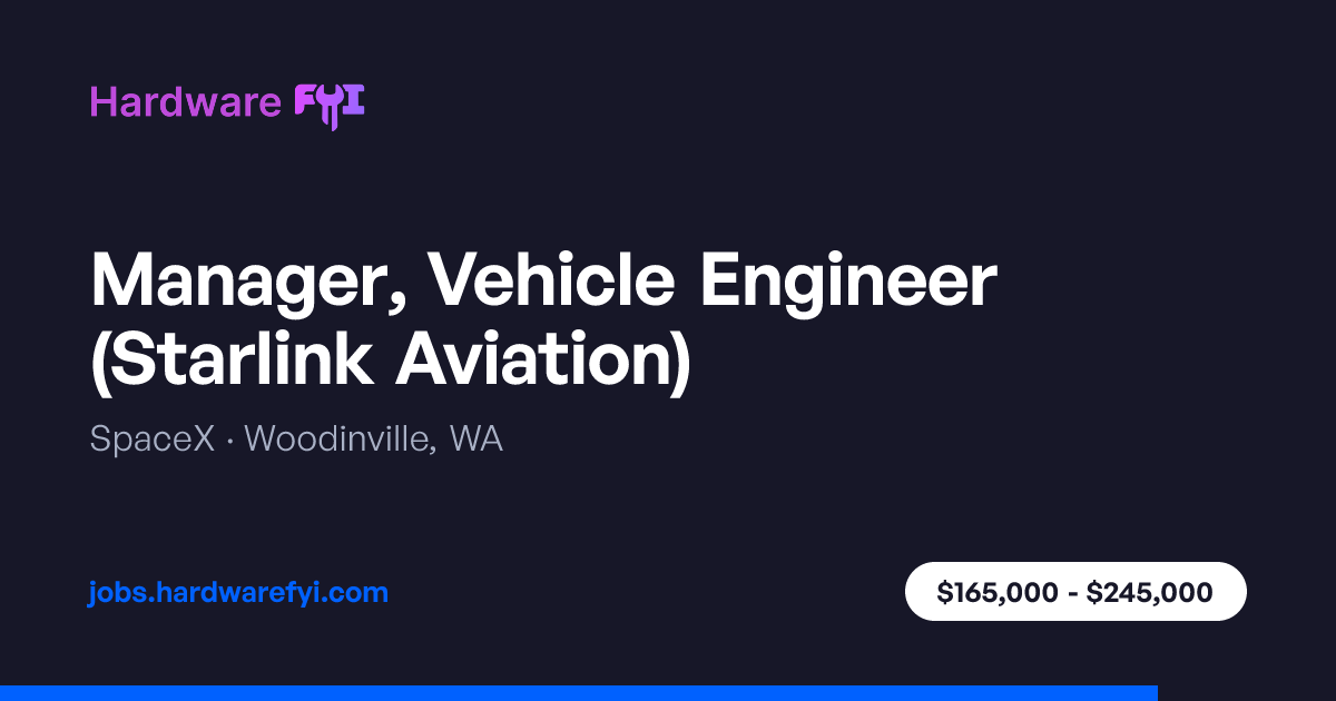 Manager, Vehicle Engineer (Starlink Aviation) at SpaceX — Woodinville ...