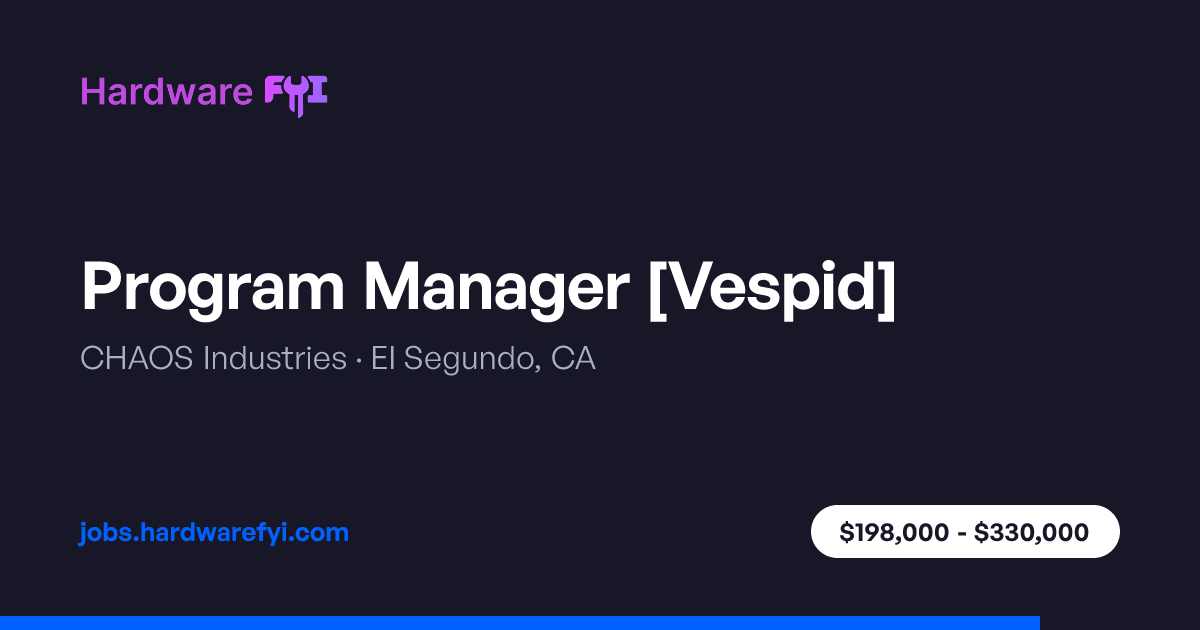 Program Manager [Vespid] at CHAOS Industries — El Segundo, CA ...
