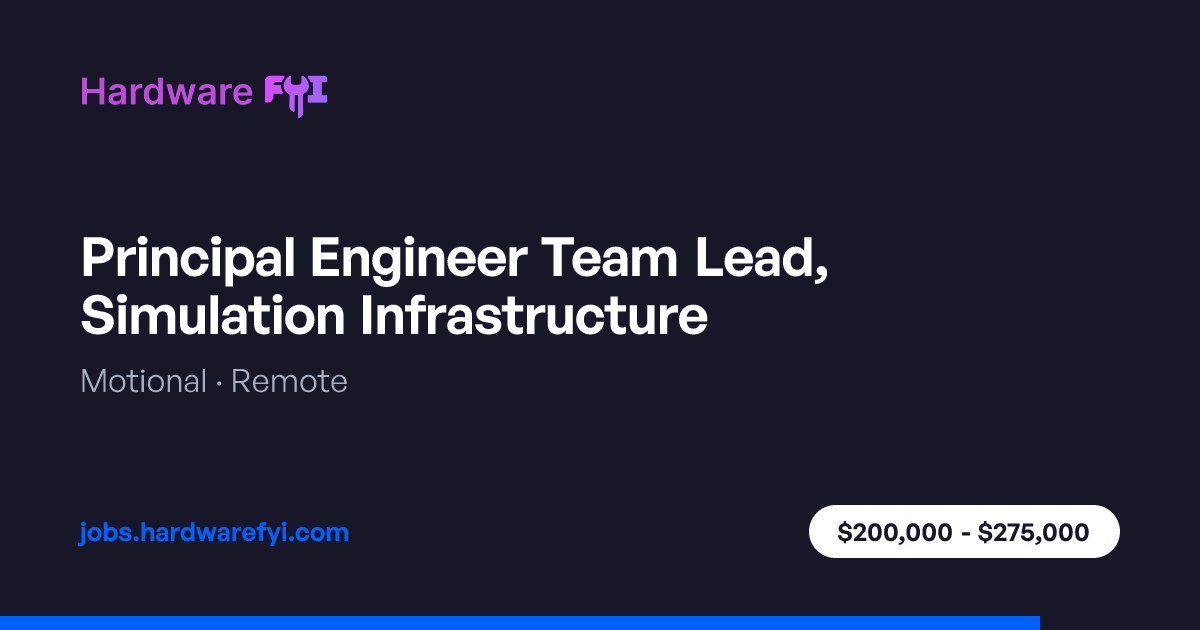 Principal Engineer Team Lead, Simulation Infrastructure at Motional ...