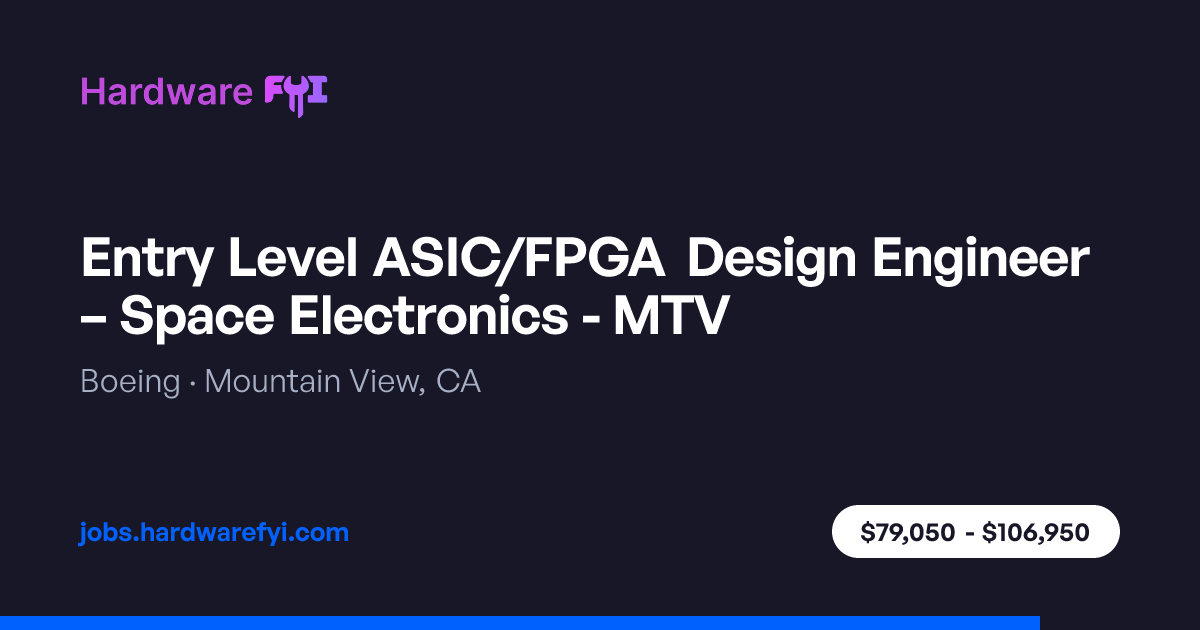 Entry Level ASIC/FPGA Design Engineer – Space Electronics - MTV at ...