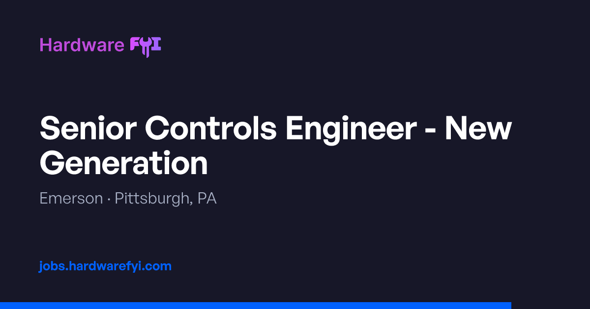 Senior Controls Engineer - New Generation at Emerson — Pittsburgh, PA ...