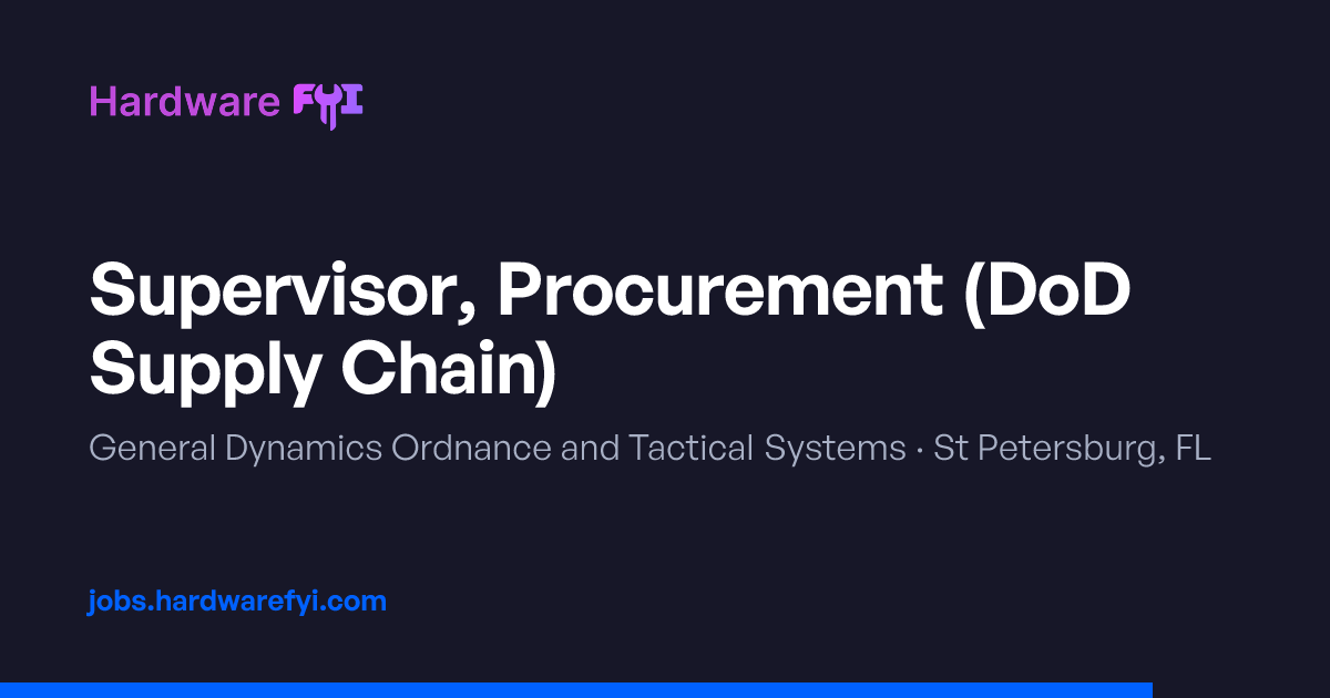 Supervisor, Procurement (DoD Supply Chain) at General Dynamics Ordnance ...